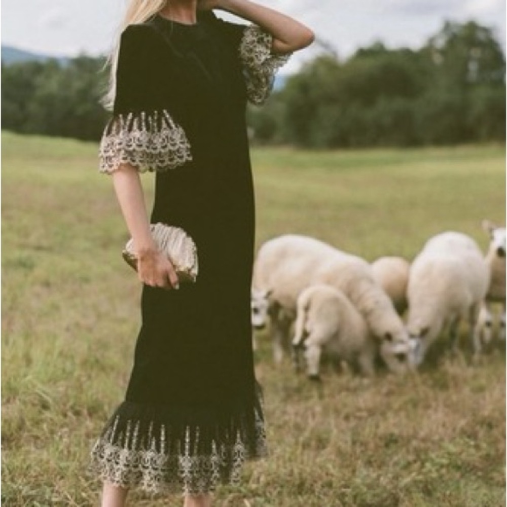 Pomander Velvet Black Dress Sz: XS NWOT